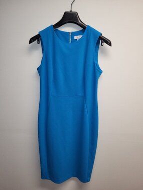 Calvin Klein Blue Sheath Dress Sleeveless Career Office Women's Size 10